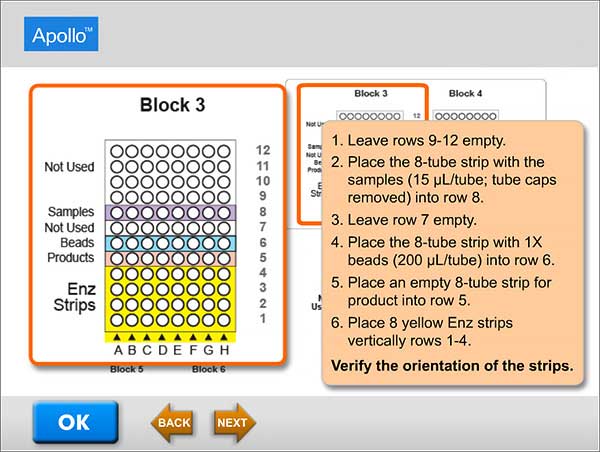 Sample Apollo deck layout on the touch screen